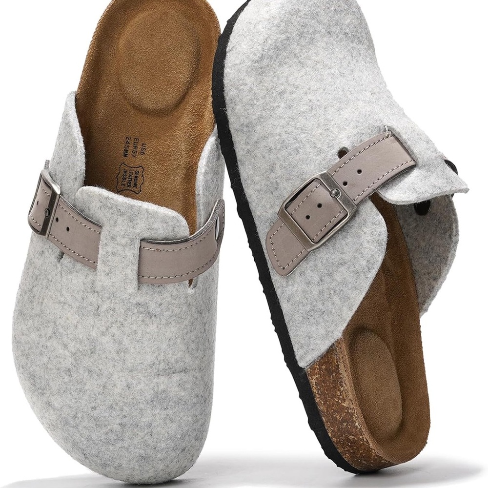 Gray Felt Mules, clogs project cloud size 7 NEW